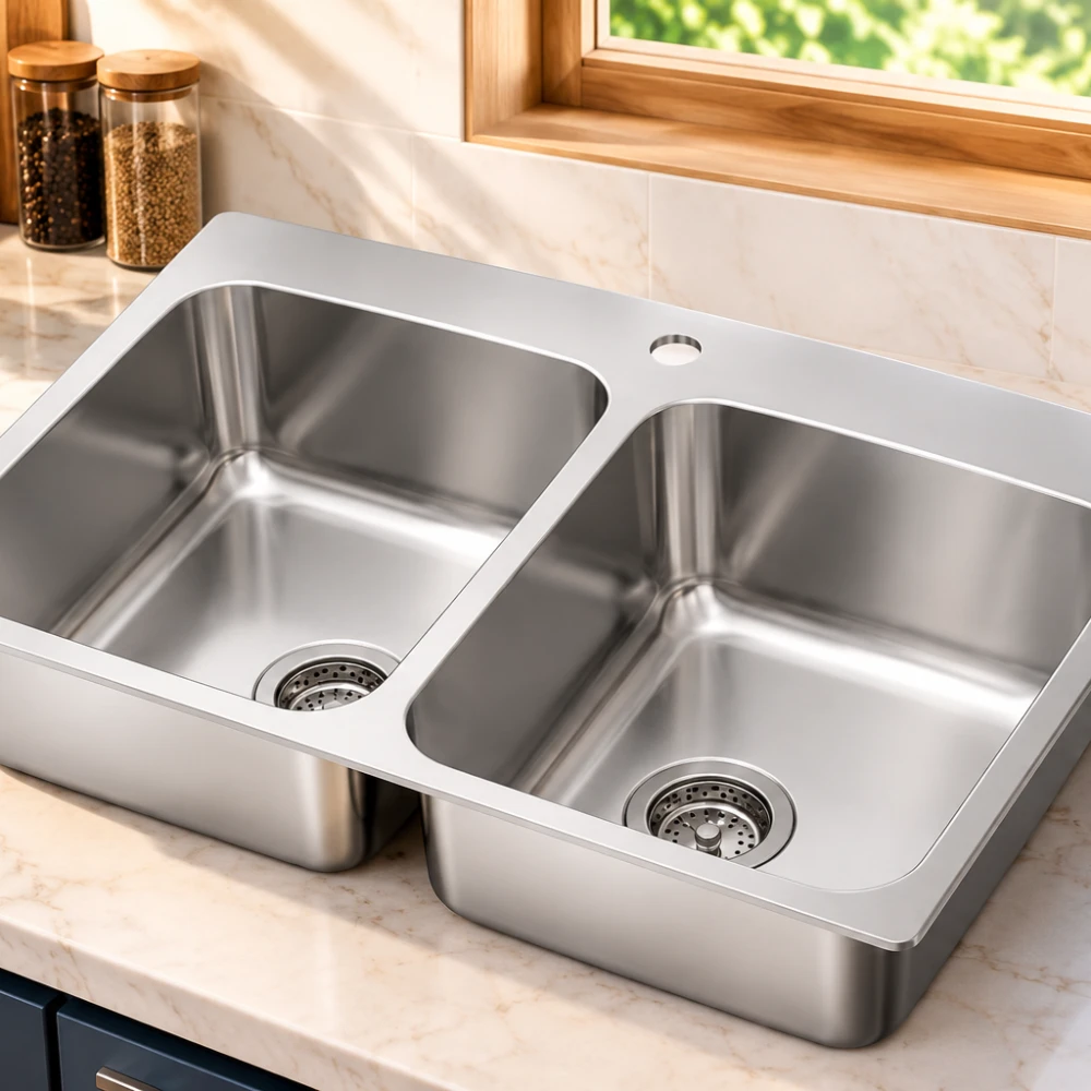 EVIER DOUBLE BAC INOX