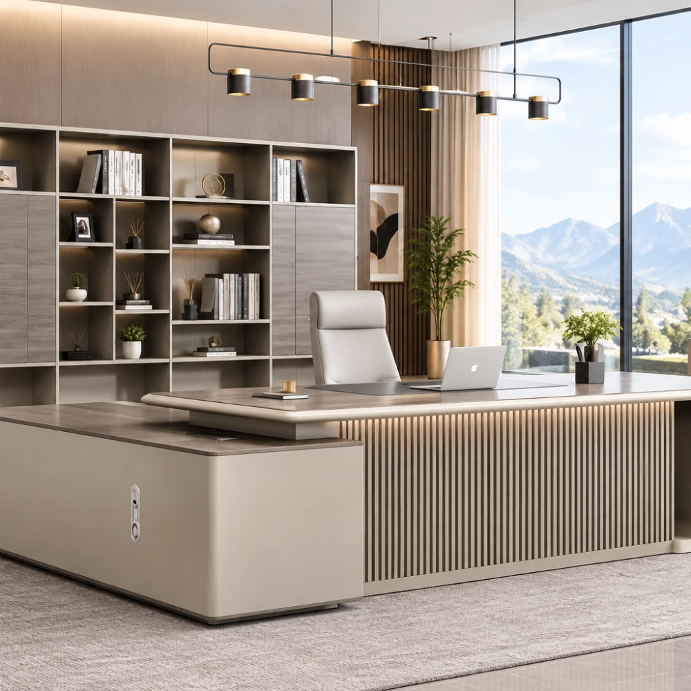 Bureau de direction moderne avec rangement intégré
