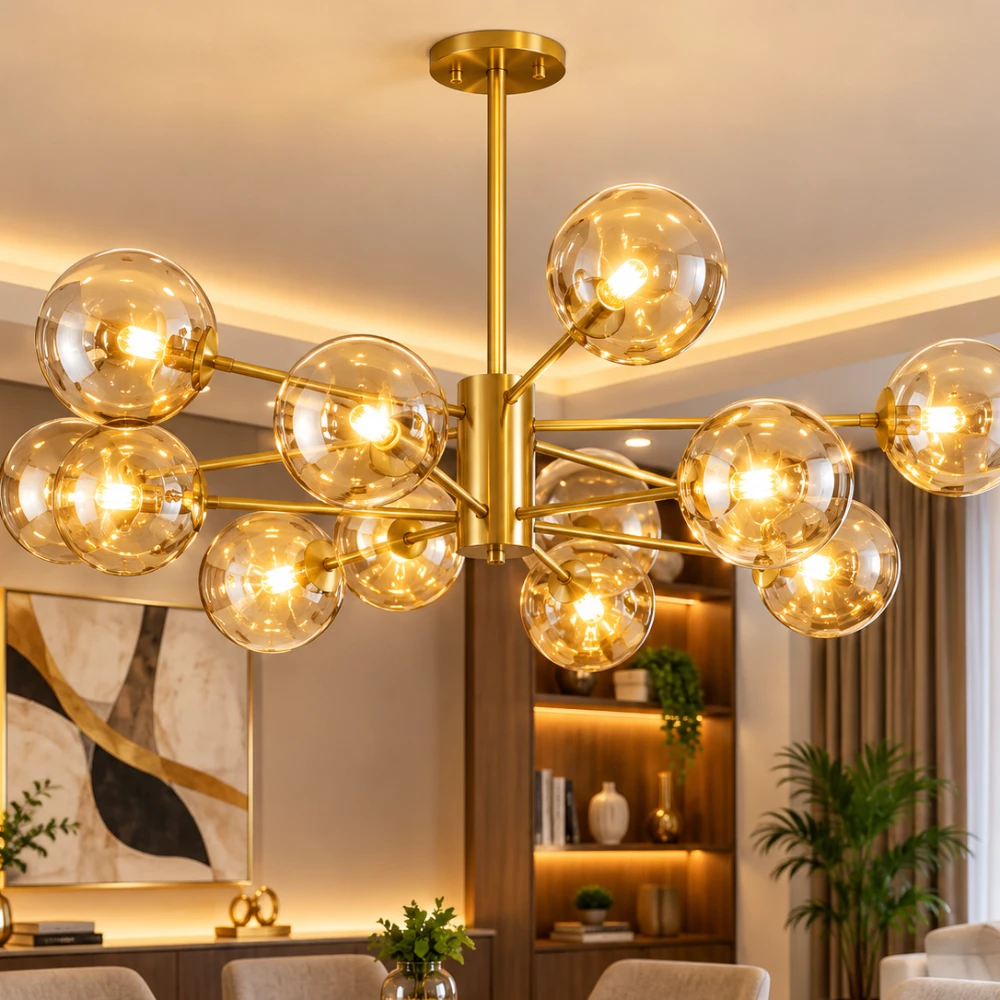 Lustre moderne à boules en verre